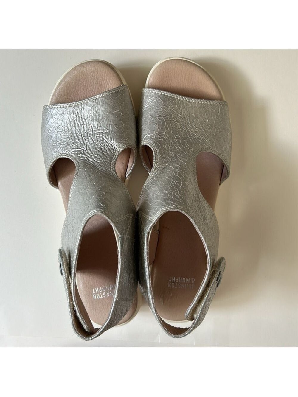 Johnson & Murphy Platform Metallic Silver Sandals - Picture 5 of 12